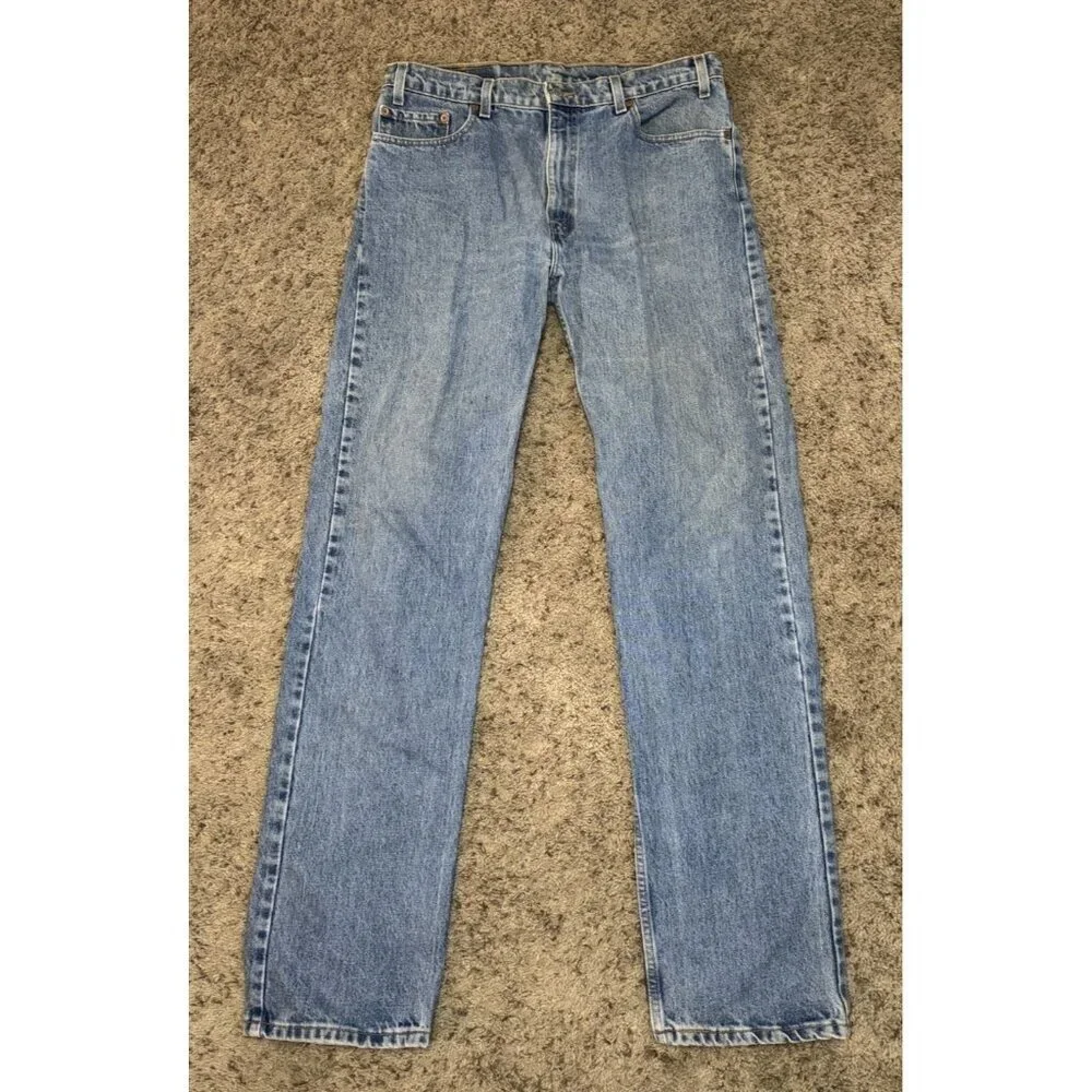 VINTAGE LEVIS Jeans Mens 36x36 Blue 505 Straight Red Tab Med Wash 90’s READ